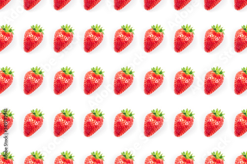 Pattern amde from strawberry berry isolated on white background. photo