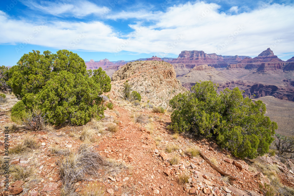 hiking the grandview trail at the south rim of grand canyon in arizona,usa hiking the grandview trail at the south rim of grand canyon in arizona,usa
