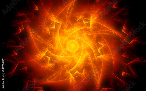 abstract illustration of a fantastic star with many rays on a black background