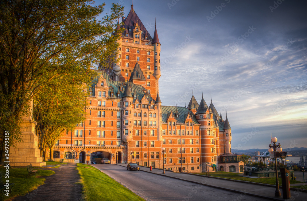 Naklejka premium View at the Chateau of Frontenac from Dufferin terrasse in Quebec. Quebec is the capital city of the Canadian province of Quebec.
