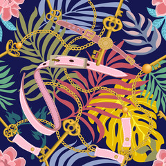 Foto auf Acrylglas Blumen- und Juwelenmuster Nahtloses Muster mit Blumenelement und Juwelen.  © svetlanakononov7