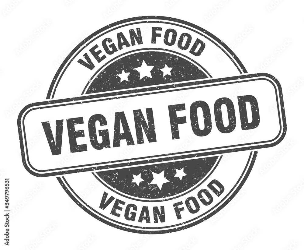 vegan food stamp. vegan food round grunge sign. label