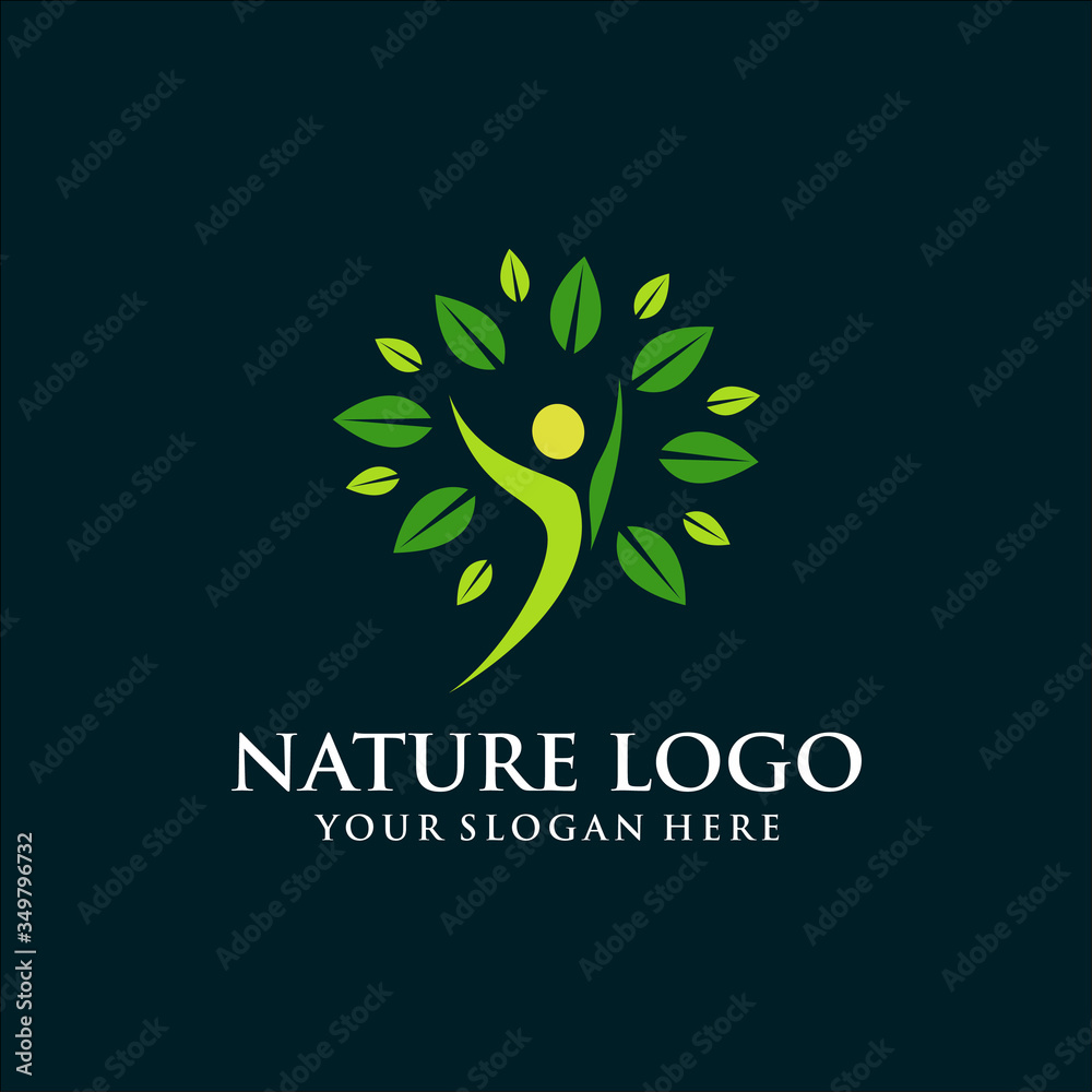 Nature template logo design. abstract people and leaf. Nature template logo design. abstract people and leaf.