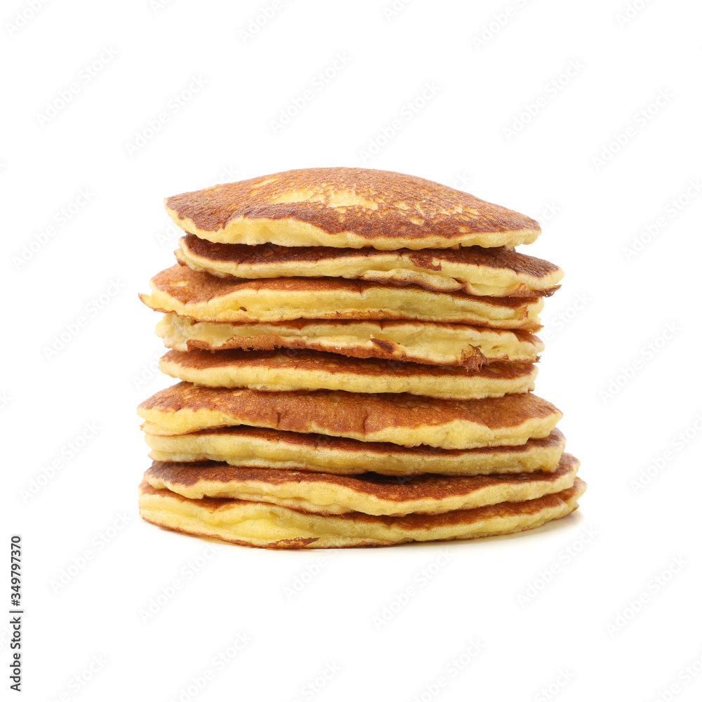 Tasty pancakes isolated on white background. Sweet breakfast Tasty pancakes isolated on white background. Sweet breakfast