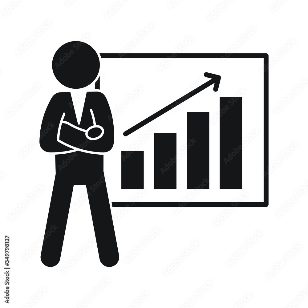 Successful businessman with rising chart icon. Vector. Successful businessman with rising chart icon. Vector.