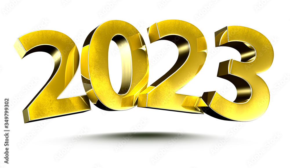 3D illustration Numbers 2023 Gold isolated on a white background.(with Clipping Path) 3D illustration Numbers 2023 Gold isolated on a white background.(with Clipping Path)