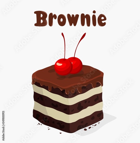 chocolate brownies isolated on white background.vector illustration