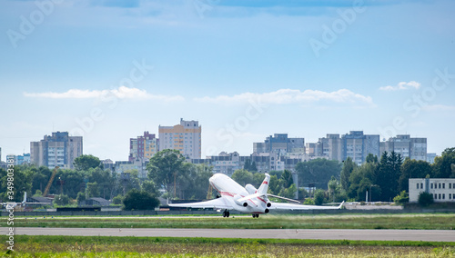Business jet takeoff