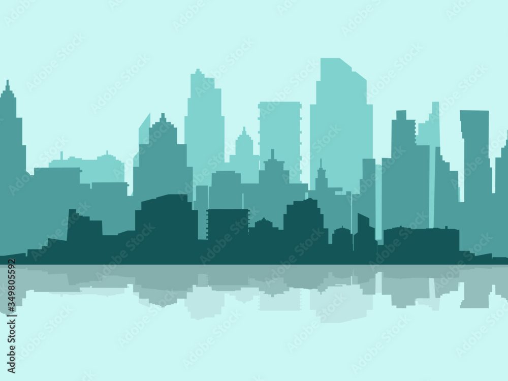 vector green silhouette cityscape Urban city view background