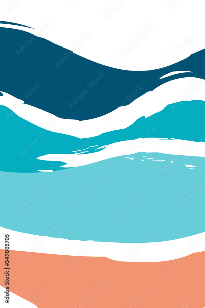 Sea wave in blue color and beach, abstract background, vector image Sea wave in blue color and beach, abstract background, vector image