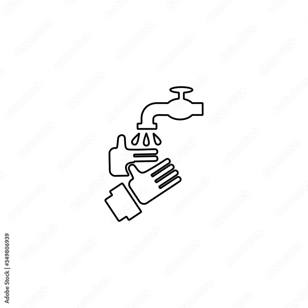 Wash your hands symbol. Disease prevention symbol. Antibacterial body hygiene and sanitary concept. Line design style for health care concept. Wash your hands symbol. Disease prevention symbol. Antibacterial body hygiene and sanitary concept. Line design style for health care concept.