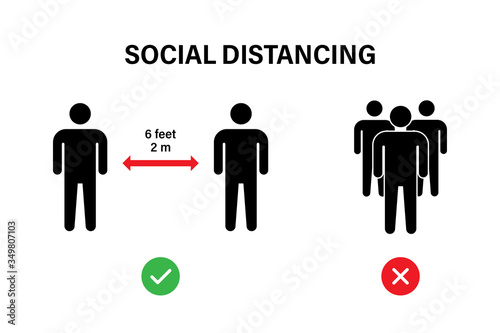 Social distance vector illustration on white background. Vector isolated icon. Social distancing. Self quarantine sign or symbol.