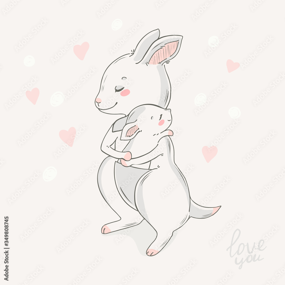 Animal family character. Vector illustration. Mom and baby. Happy mother day. Mom I love you. Animal family character. Vector illustration. Mom and baby. Happy mother day. Mom I love you.