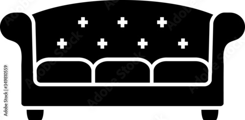 glyph icon, sofa with round soft back