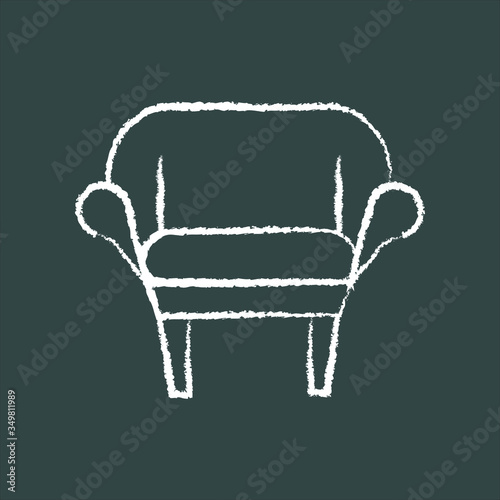 armchair, rounded corners of the back, chalk icon