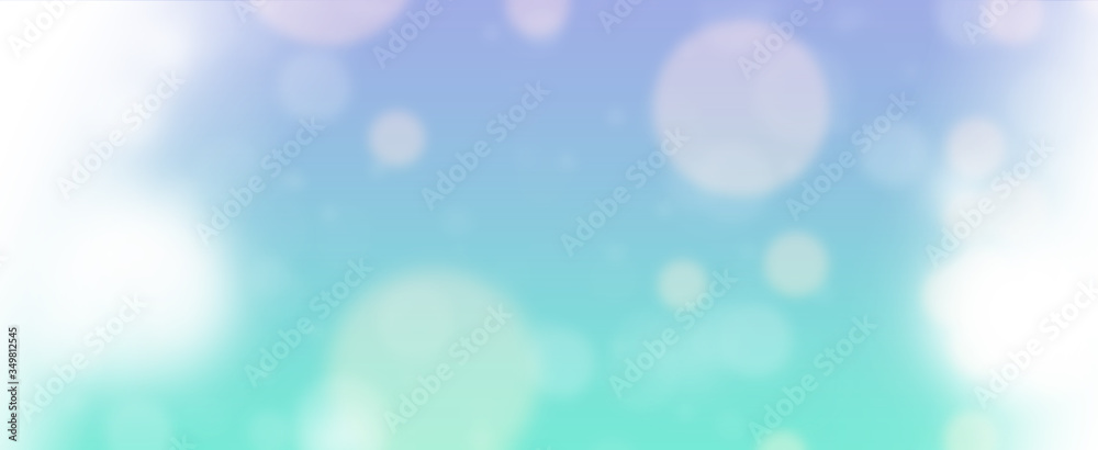 Glowing green and blue circles.  Spring concept. Blurred bokeh circles.  Website banner.  Celebration.  Christmas.