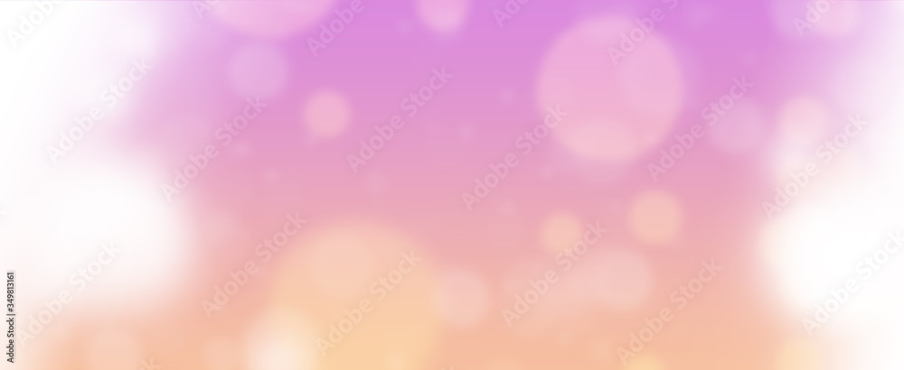 Glowing pink and orange circles.  Spring concept. Blurred bokeh circles.  Website banner.  Celebration.  Christmas.