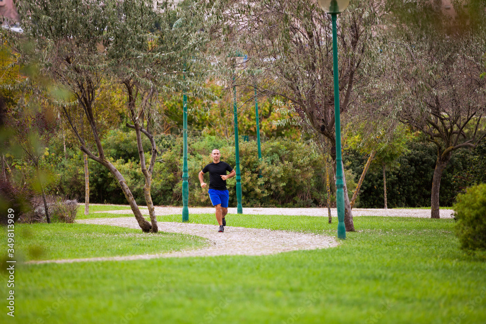 Man Running at the park Man Running at the park