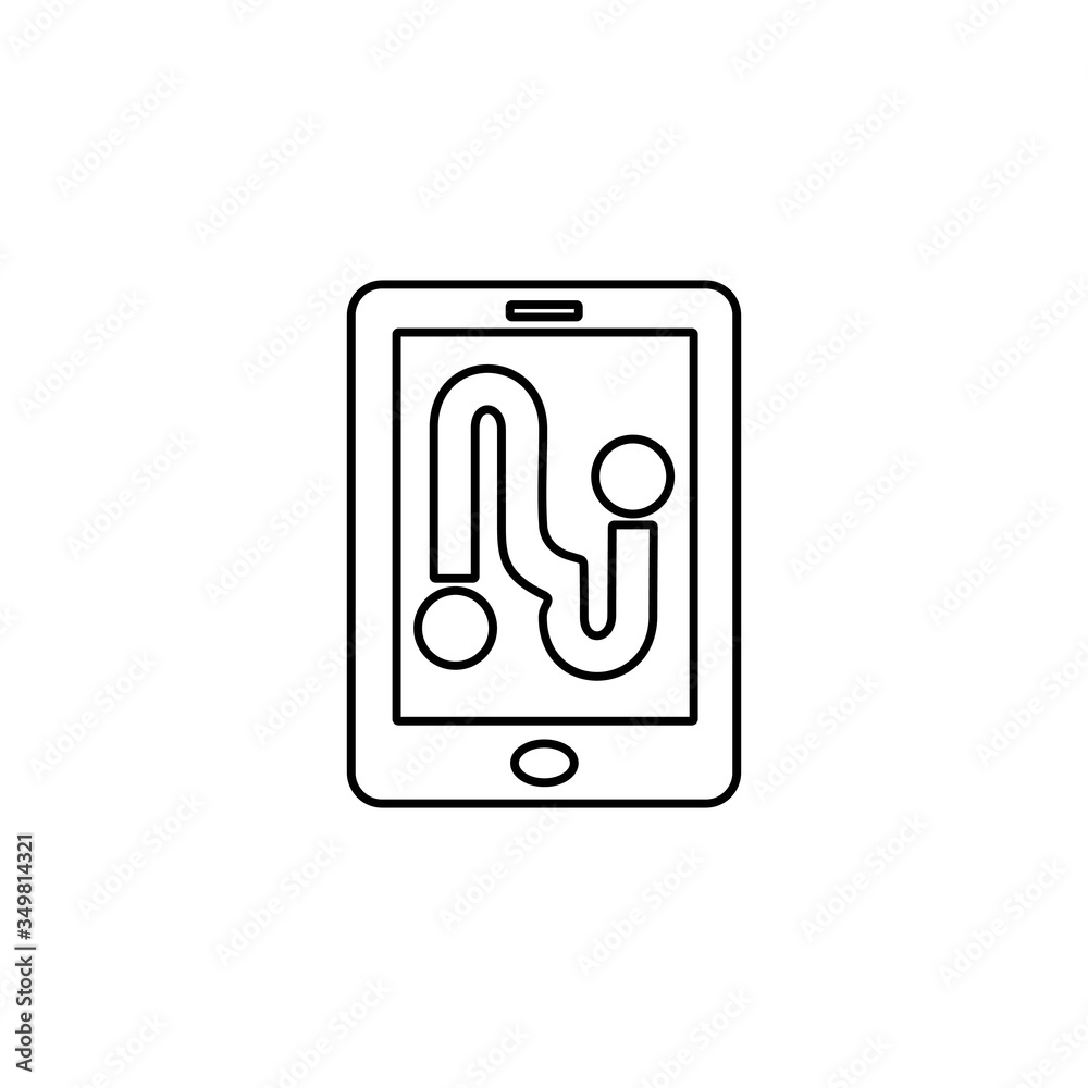 Mobile phone navigation sign. Route icon. Smartphone GPS symbol. Line icon design for modern web and mobile concept.