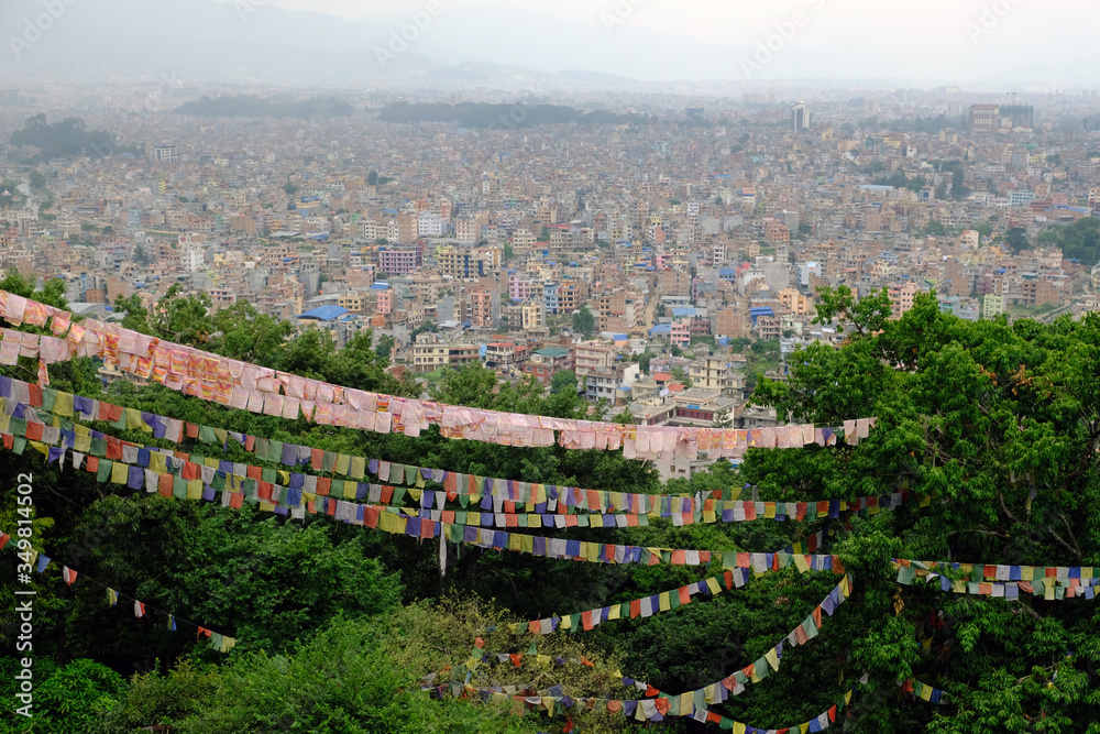 Kathmandu Nepal - Hill View to Kathmandu Valley from Swayambhu temple complex