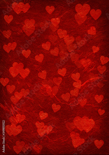 Red background with hearts.