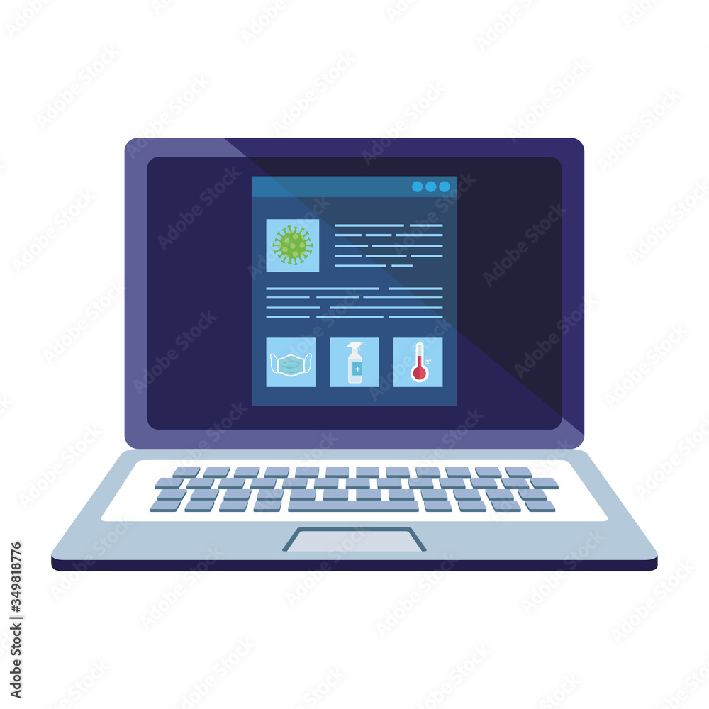searching covid 19 information online in laptop computer vector illustration design searching covid 19 information online in laptop computer vector illustration design