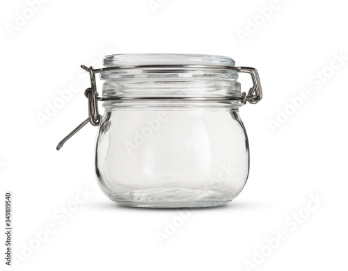 glass jar with lid glass on white background