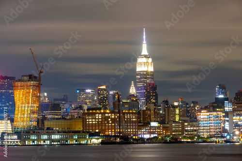 Manhattan Skyline  waterfront and skyline viewed from the Hudson River Hoboken NJ  New York USA 