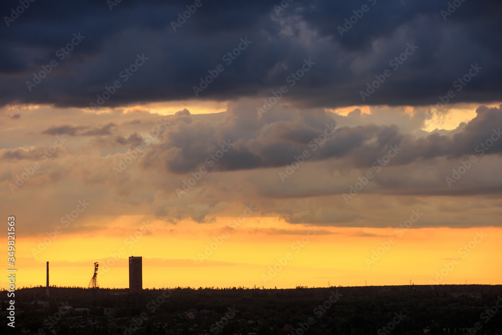 Koper mine ore or coal mine at sunset or dawn Koper mine ore or coal mine at sunset or dawn