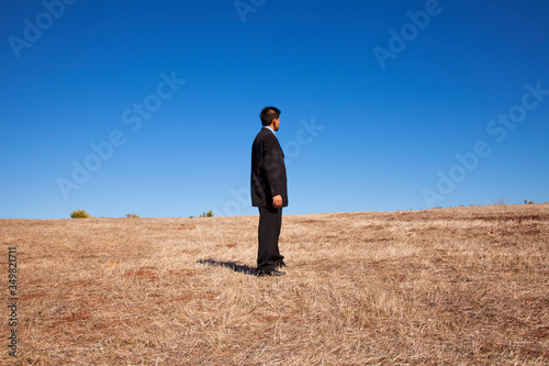 Businessman looking at the field