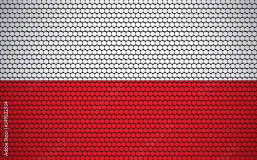 Abstract flag of Poland made of circles. Polish flag designed with colored dots giving it a modern and futuristic abstract look.