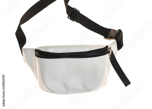 Banana bag, waist bag or pack with zipper. Sport accessory isolated on white background. Unisex-style.