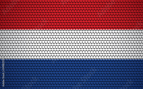 Abstract flag of Netherlands made of circles. Dutch flag designed with colored dots giving it a modern and futuristic abstract look.