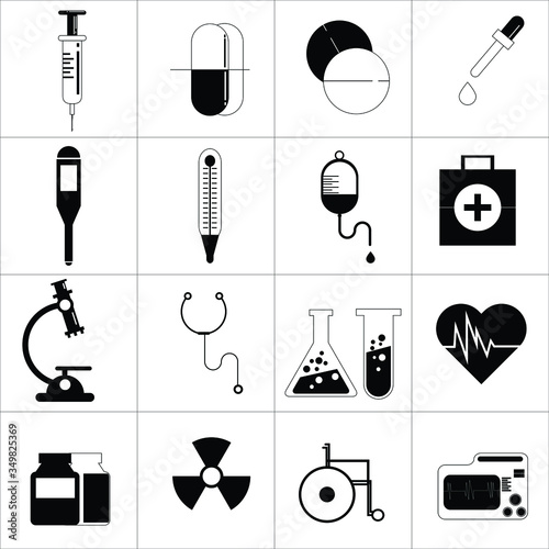 Medical Icons with White Background.vector illustration