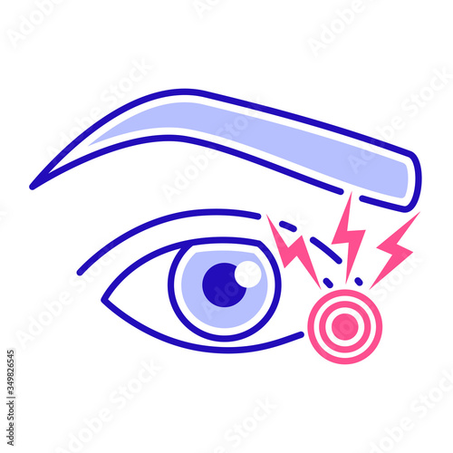 Acute eye pain color line icon. Eye inflammation. Allergy symptoms. Isolated vector element. Outline pictogram for web page, mobile app, promo.