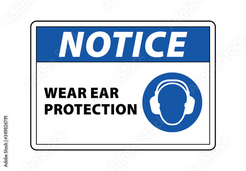 Notice wear ear protection sign vector eps10