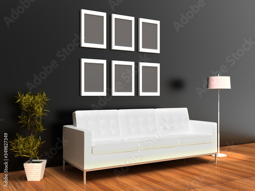 Living home interiors, original 3d rendering and models