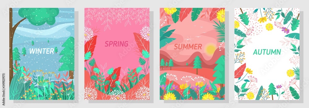 Vector set floral background, Nature background, banner, cover, templates, posters.