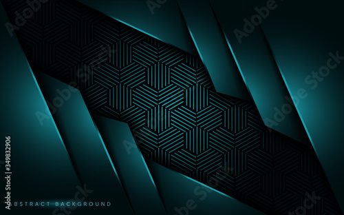Abstract dark navy green with overlap texture layer background design.