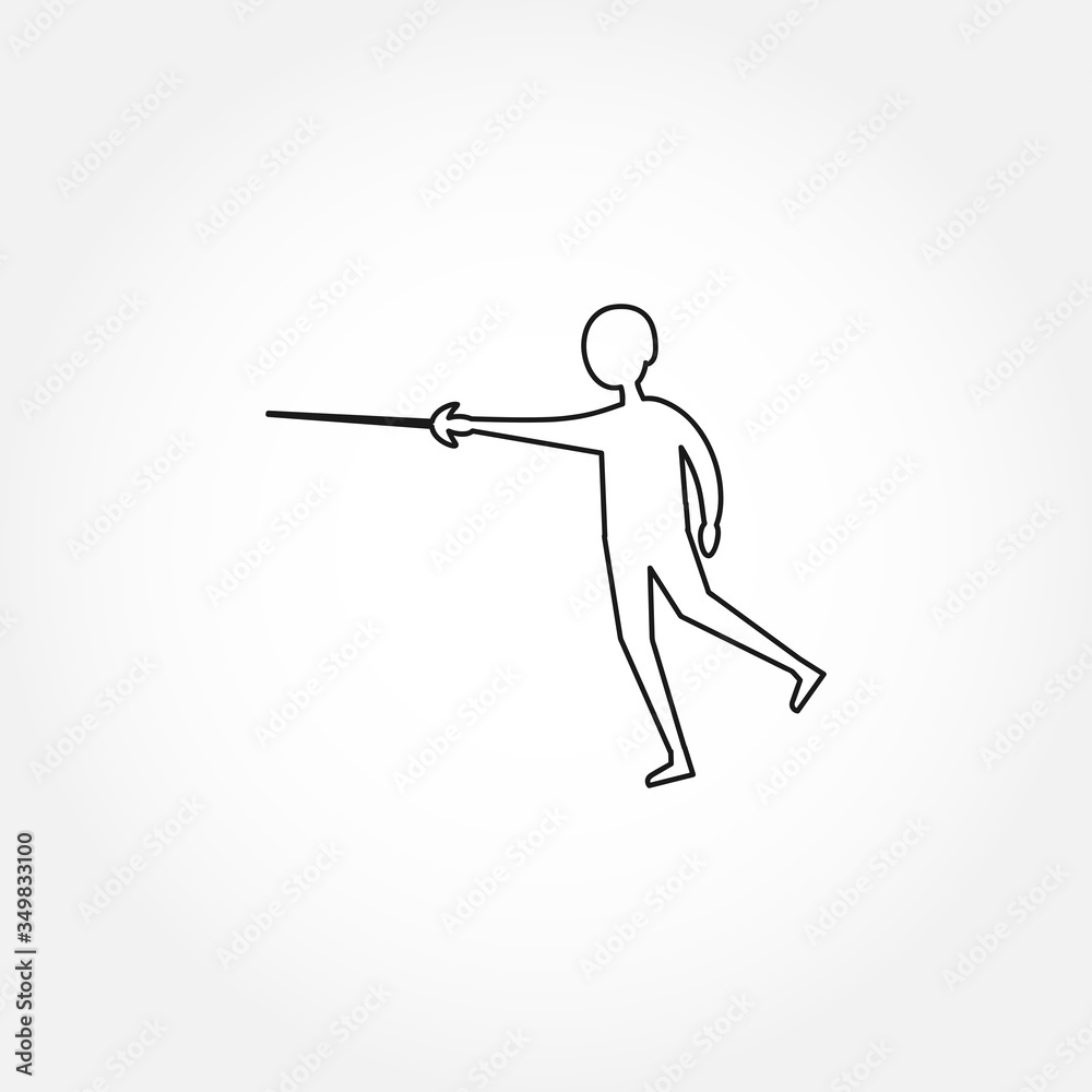 Fencer line icon. Fencer isolated line icon Fencer line icon. Fencer isolated line icon