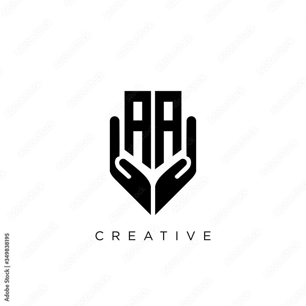 Obraz premium aa shield hand logo design vector icon symbol
