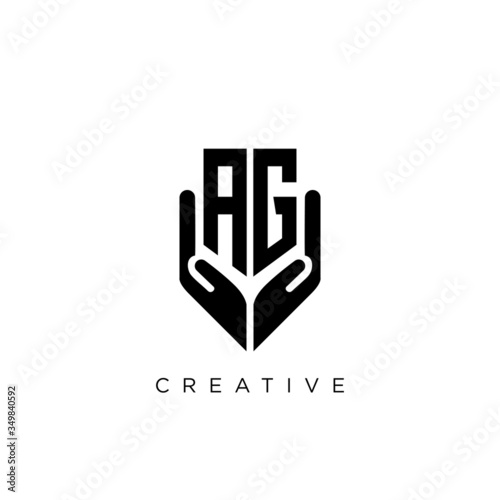 ag shield hand logo design vector icon symbol