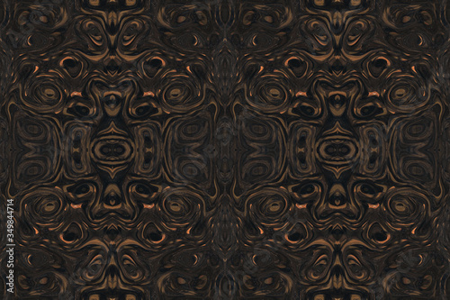 Minimalistic 3d abstract background snake skin bronze animal faces, masks, kaleidoscope, psychology test. For cards, decor and decoration