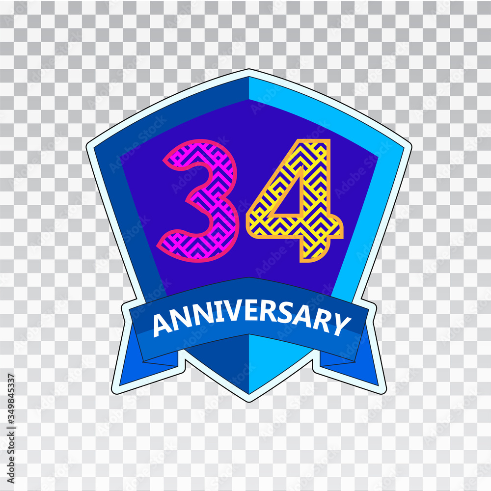34 years anniversary celebration logo vector template design