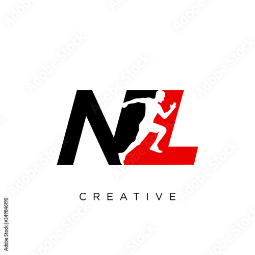 nl run logo design vector icon symbol