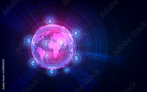 Money transfer. Global Currency. Stock Exchange. Stock vector illustration.eps10