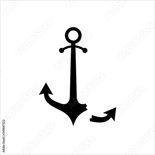 Broken Anchor Icon, Flat