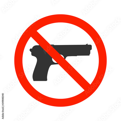 no weapon, no gun, stop symbol icon or no firearm isolated on white background. Vector illustration
