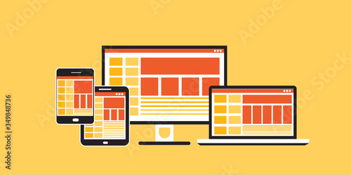 Responsive web design in modern flat vector style concept