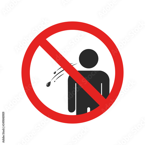 do not cough symbol wearing mask sign on a white background